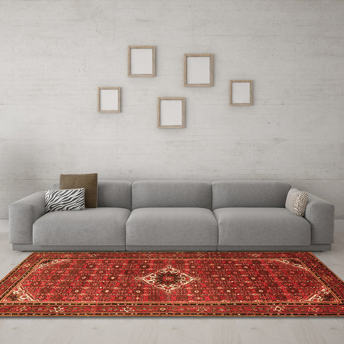 Machine Washable Persian Orange Traditional Area Rugs in a Living Room, wshtr1641org