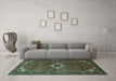 Machine Washable Persian Turquoise Traditional Area Rugs in a Living Room,, wshtr1641turq