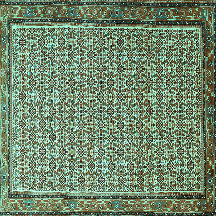 Square Machine Washable Persian Turquoise Traditional Area Rugs, wshtr1642turq
