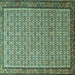 Square Machine Washable Persian Turquoise Traditional Area Rugs, wshtr1642turq