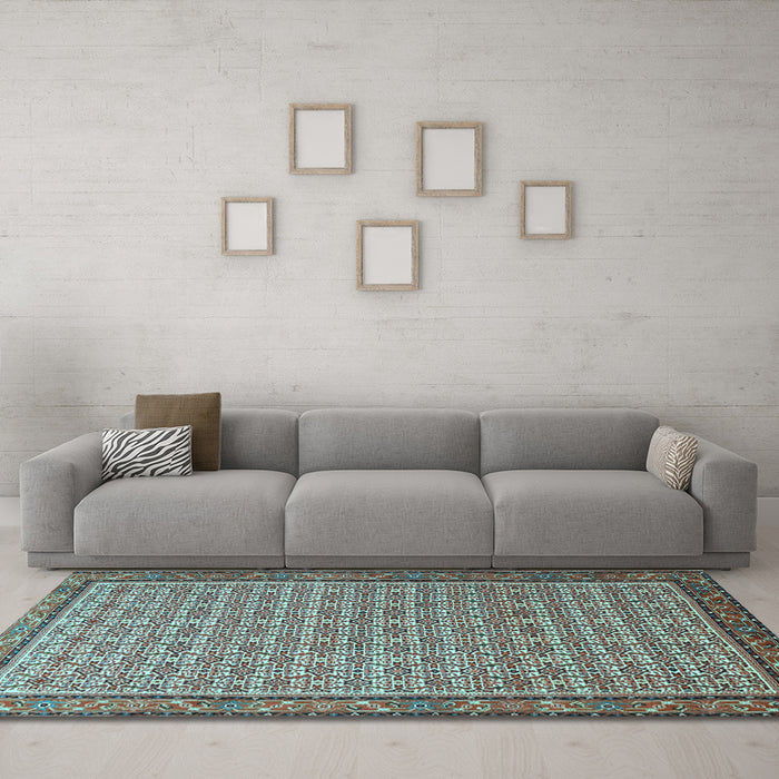 Machine Washable Persian Light Blue Traditional Rug in a Living Room, wshtr1642lblu