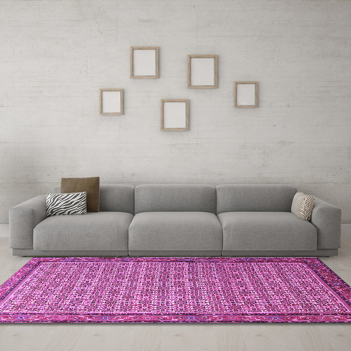 Machine Washable Persian Purple Traditional Area Rugs in a Living Room, wshtr1642pur
