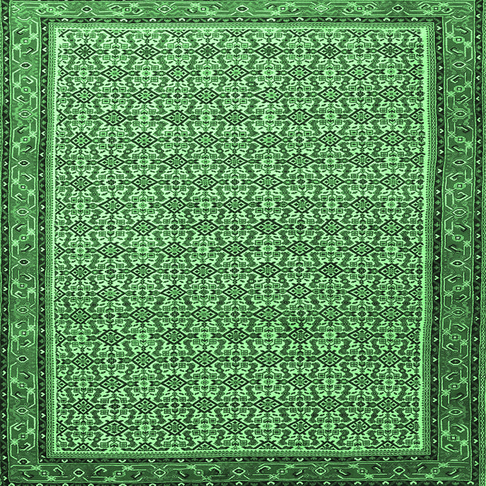 Square Machine Washable Persian Emerald Green Traditional Area Rugs, wshtr1642emgrn