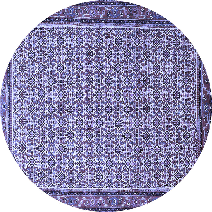 Round Machine Washable Persian Blue Traditional Rug, wshtr1642blu