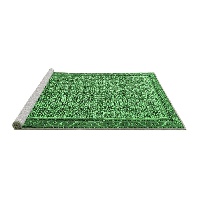 Sideview of Machine Washable Persian Emerald Green Traditional Area Rugs, wshtr1642emgrn