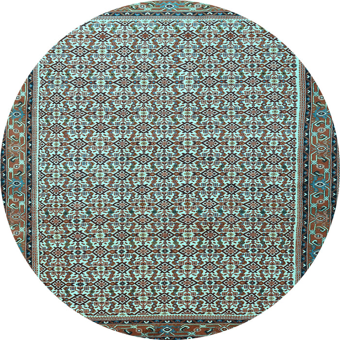 Round Persian Light Blue Traditional Rug, tr1642lblu