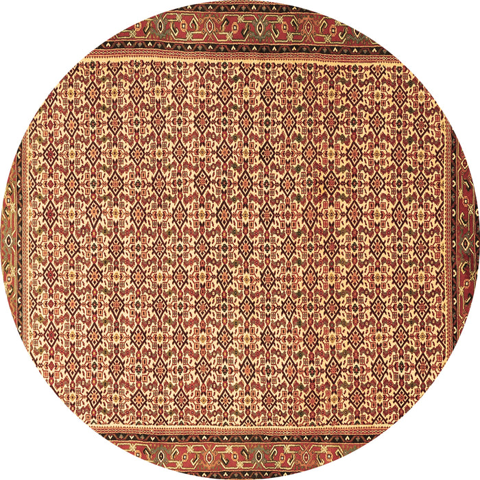 Round Machine Washable Persian Brown Traditional Rug, wshtr1642brn