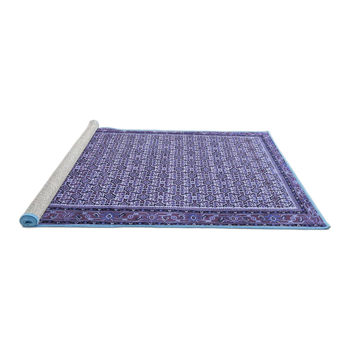 Sideview of Machine Washable Persian Blue Traditional Rug, wshtr1642blu