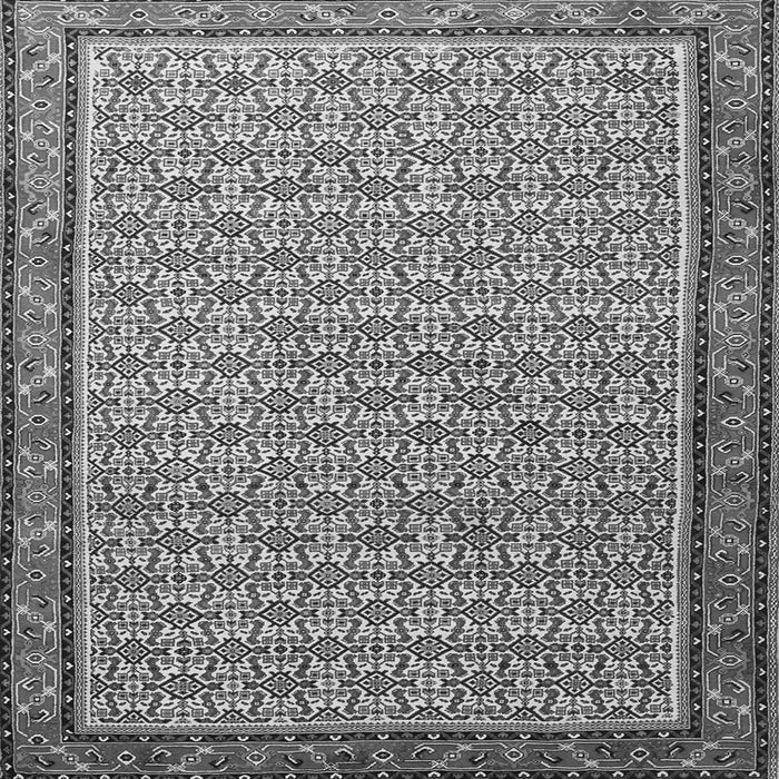 Round Machine Washable Persian Gray Traditional Rug, wshtr1642gry