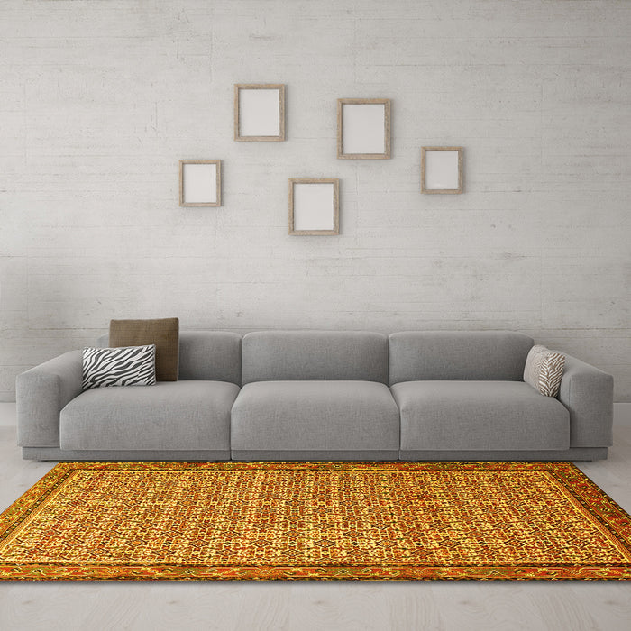 Machine Washable Persian Yellow Traditional Rug in a Living Room, wshtr1642yw