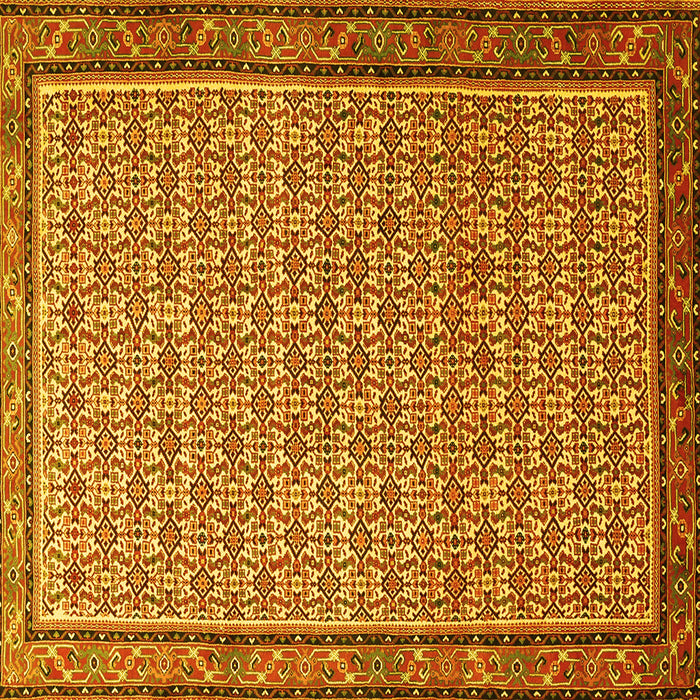 Square Machine Washable Persian Yellow Traditional Rug, wshtr1642yw