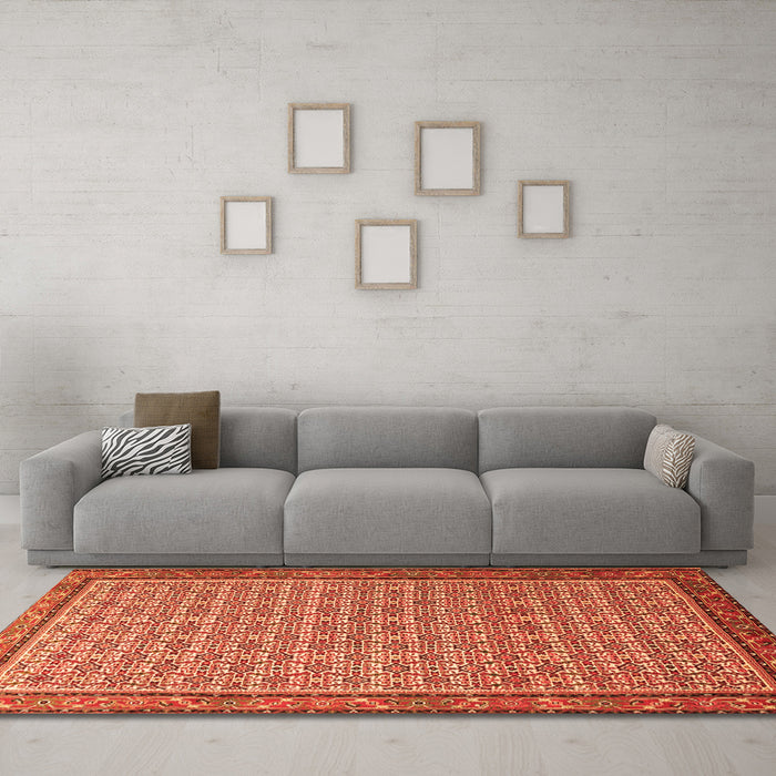 Machine Washable Persian Orange Traditional Area Rugs in a Living Room, wshtr1642org