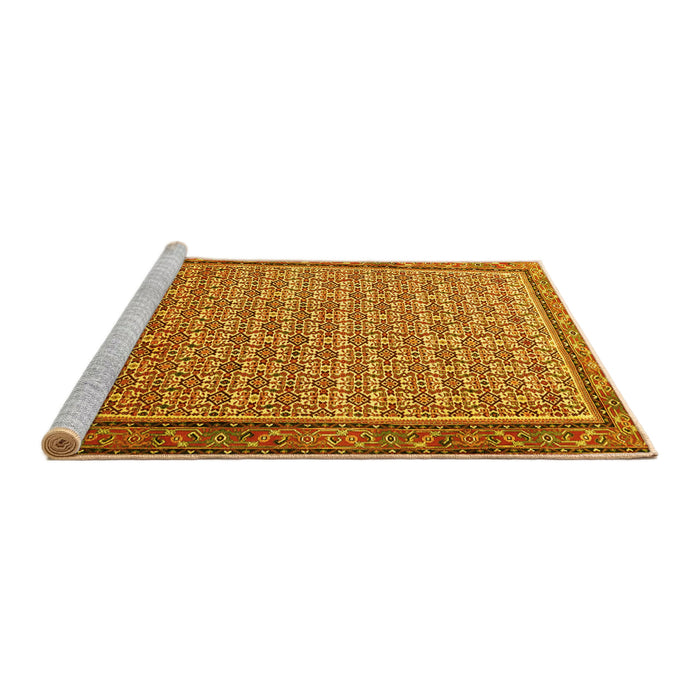 Sideview of Machine Washable Persian Yellow Traditional Rug, wshtr1642yw