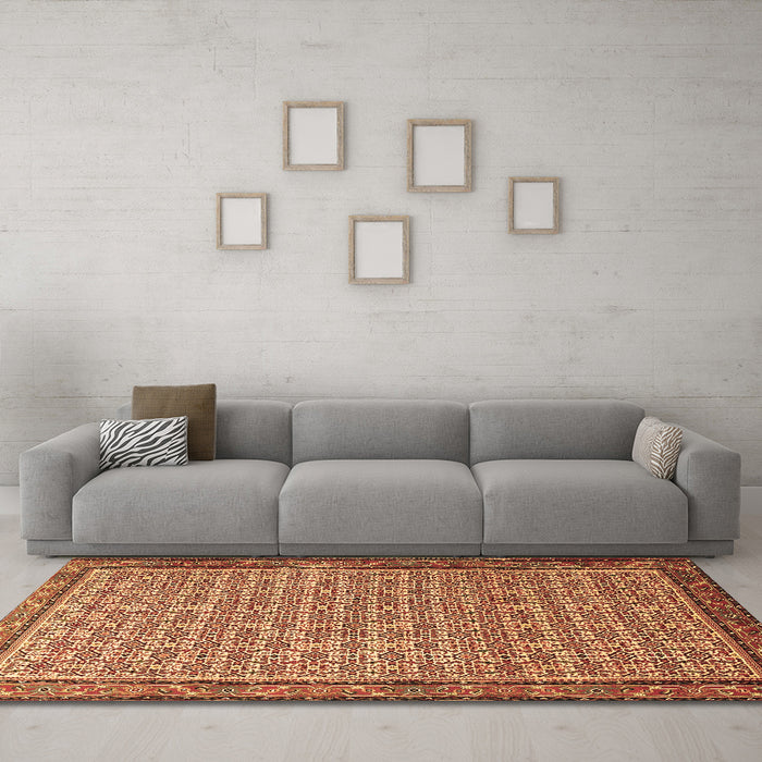 Machine Washable Persian Brown Traditional Rug in a Living Room,, wshtr1642brn