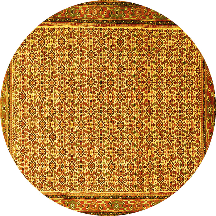 Round Persian Yellow Traditional Rug, tr1642yw