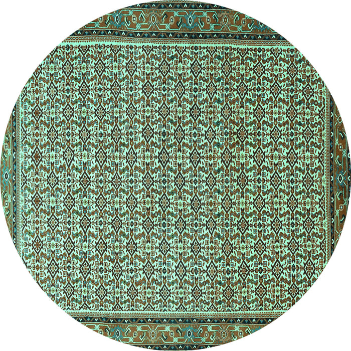 Round Machine Washable Persian Turquoise Traditional Area Rugs, wshtr1642turq