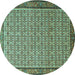 Round Machine Washable Persian Turquoise Traditional Area Rugs, wshtr1642turq