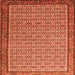 Round Machine Washable Persian Orange Traditional Area Rugs, wshtr1642org