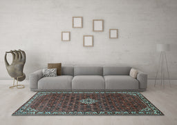 Machine Washable Persian Light Blue Traditional Rug in a Living Room, wshtr1643lblu