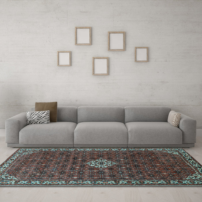 Machine Washable Persian Light Blue Traditional Rug in a Living Room, wshtr1643lblu