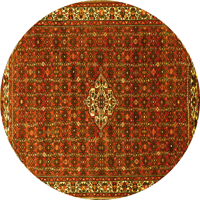 Round Machine Washable Persian Yellow Traditional Rug, wshtr1643yw