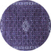 Round Persian Blue Traditional Rug, tr1643blu