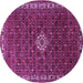 Round Machine Washable Persian Purple Traditional Area Rugs, wshtr1643pur