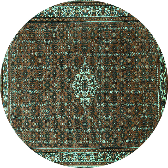 Round Persian Turquoise Traditional Rug, tr1643turq