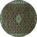Round Persian Turquoise Traditional Rug, tr1643turq