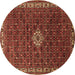 Round Machine Washable Persian Brown Traditional Rug, wshtr1643brn