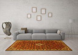Machine Washable Persian Yellow Traditional Rug in a Living Room, wshtr1643yw