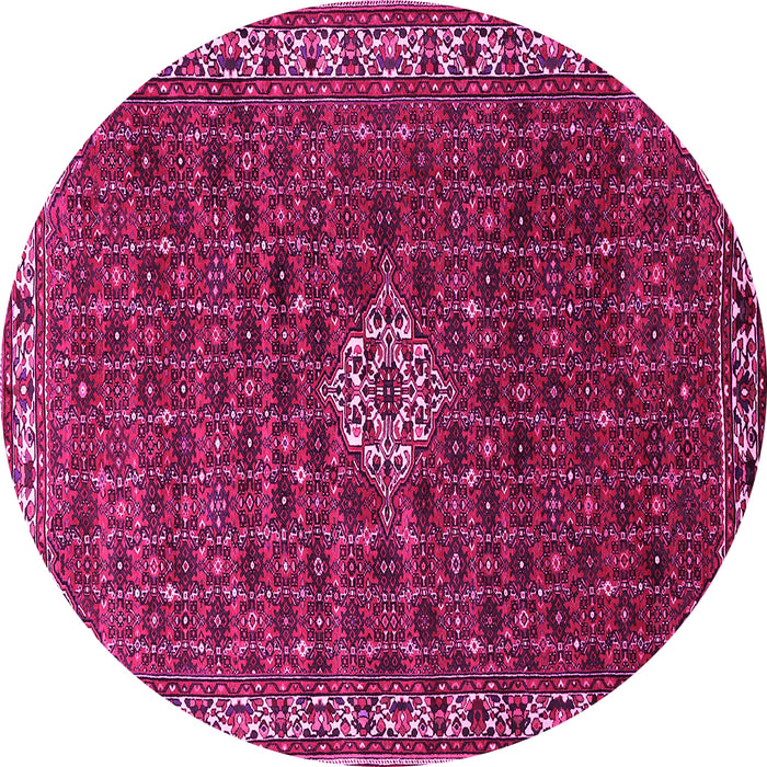 Round Machine Washable Persian Pink Traditional Rug, wshtr1643pnk