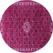 Round Machine Washable Persian Pink Traditional Rug, wshtr1643pnk