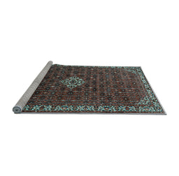 Sideview of Machine Washable Persian Light Blue Traditional Rug, wshtr1643lblu