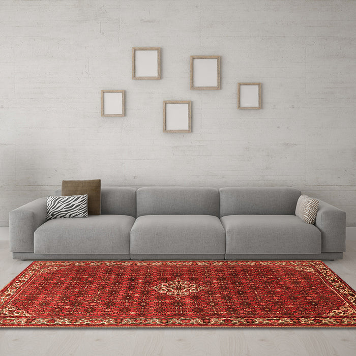 Machine Washable Persian Orange Traditional Area Rugs in a Living Room, wshtr1643org
