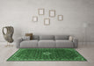 Machine Washable Persian Emerald Green Traditional Area Rugs in a Living Room,, wshtr1643emgrn