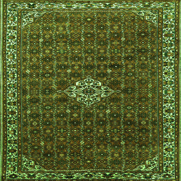 Round Machine Washable Persian Green Traditional Area Rugs, wshtr1643grn