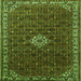 Round Machine Washable Persian Green Traditional Area Rugs, wshtr1643grn