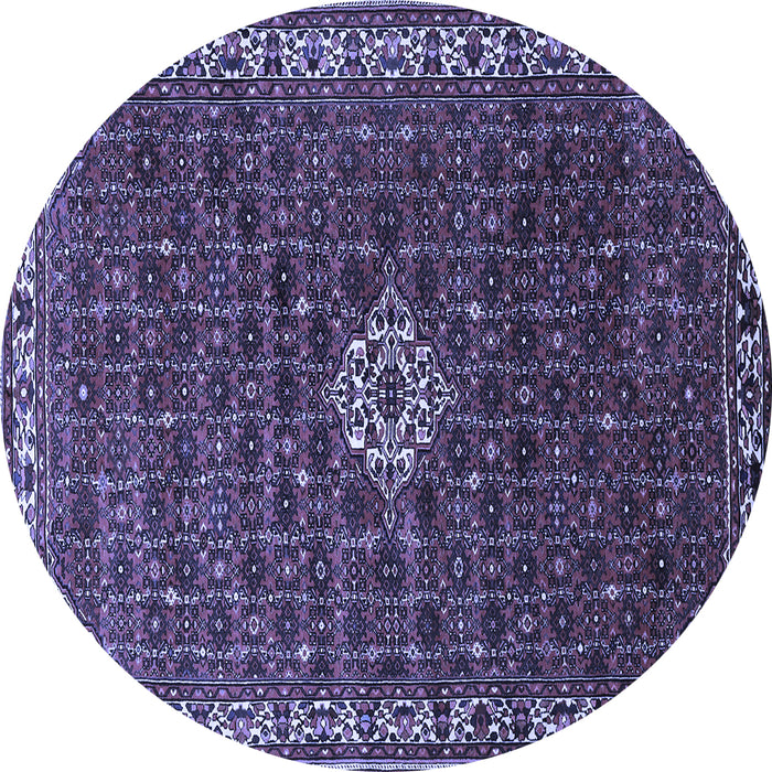 Round Machine Washable Persian Blue Traditional Rug, wshtr1643blu