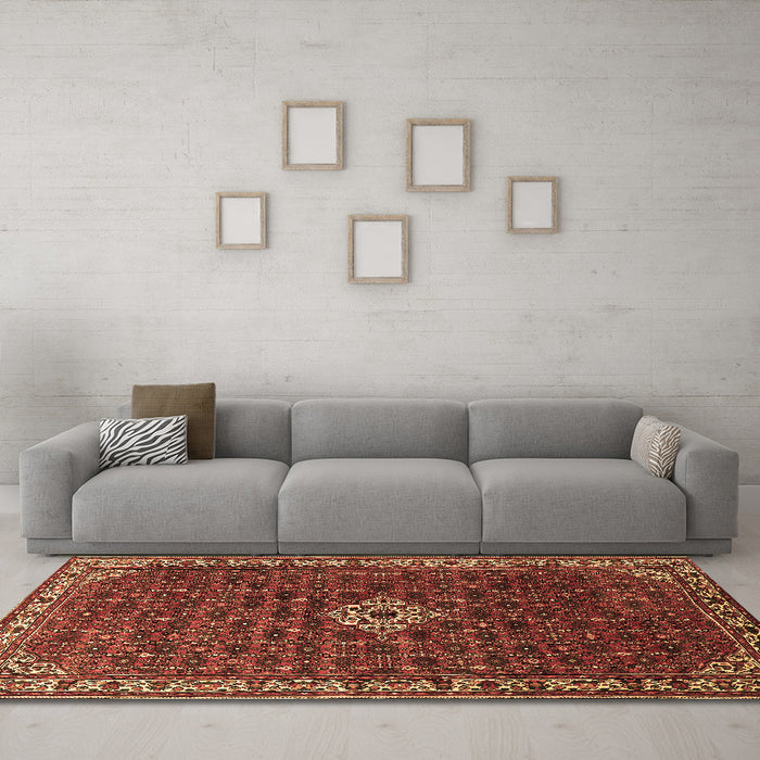 Machine Washable Persian Brown Traditional Rug in a Living Room,, wshtr1643brn