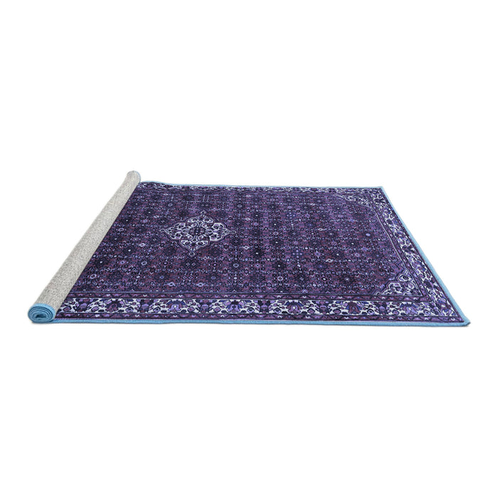Sideview of Machine Washable Persian Blue Traditional Rug, wshtr1643blu