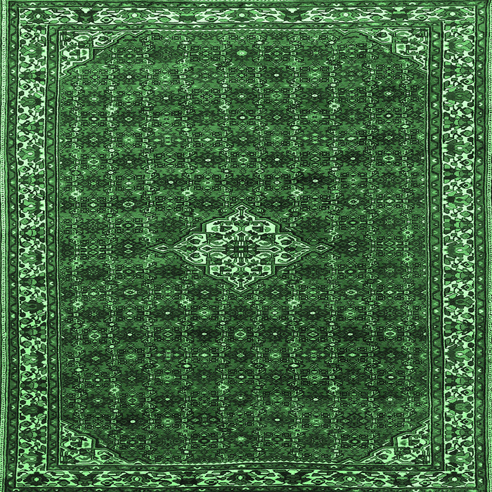 Square Machine Washable Persian Emerald Green Traditional Area Rugs, wshtr1643emgrn