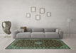 Machine Washable Persian Turquoise Traditional Area Rugs in a Living Room,, wshtr1643turq