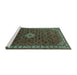 Sideview of Machine Washable Persian Turquoise Traditional Area Rugs, wshtr1643turq