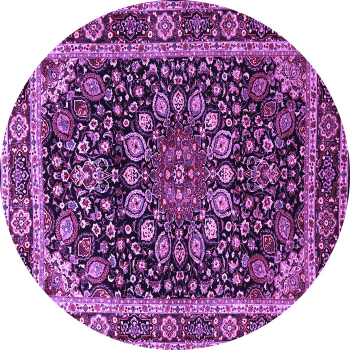 Round Machine Washable Persian Purple Traditional Area Rugs, wshtr1644pur