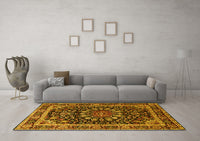 Machine Washable Persian Yellow Traditional Rug, wshtr1644yw