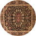 Round Machine Washable Persian Brown Traditional Rug, wshtr1644brn