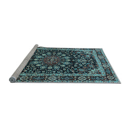 Sideview of Machine Washable Persian Light Blue Traditional Rug, wshtr1644lblu