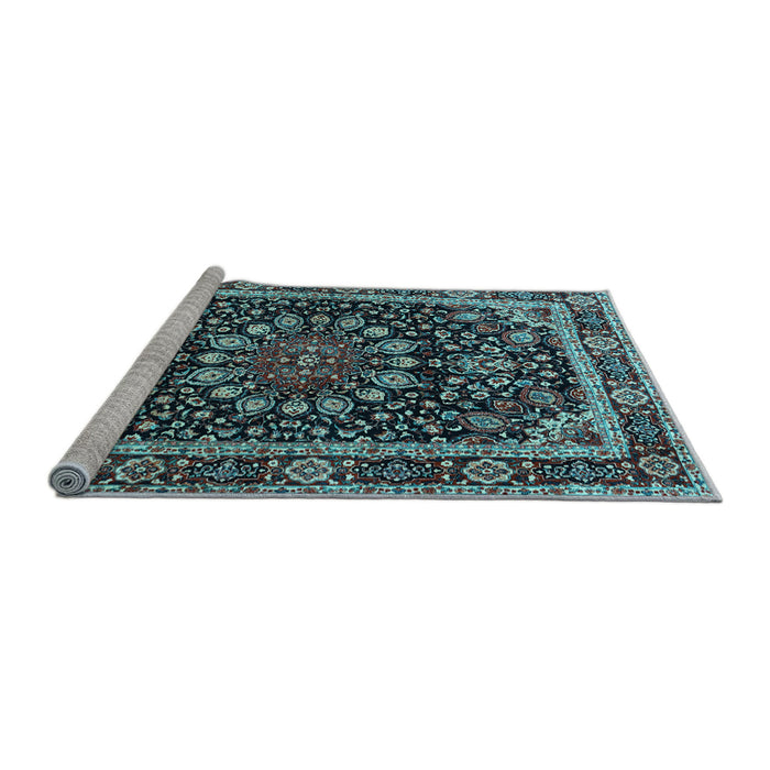 Sideview of Machine Washable Persian Light Blue Traditional Rug, wshtr1644lblu