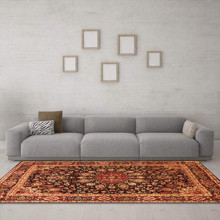 Machine Washable Persian Orange Traditional Area Rugs in a Living Room, wshtr1644org